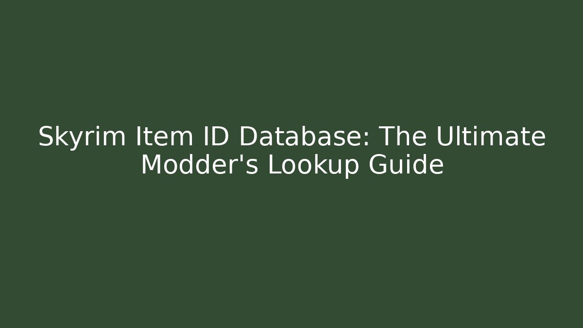 Skyrim Item ID Database: The Ultimate Modder's Lookup Guide