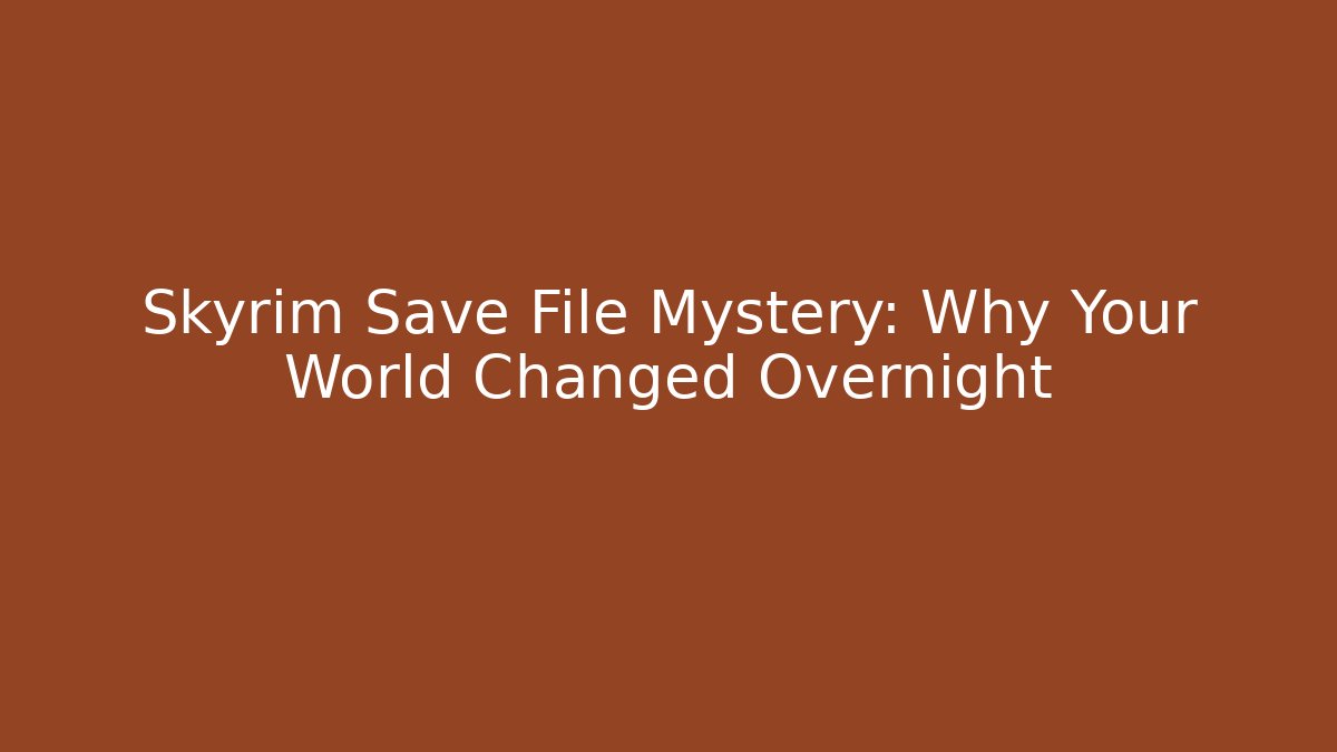 Skyrim Save File Mystery: Why Your World Changed Overnight