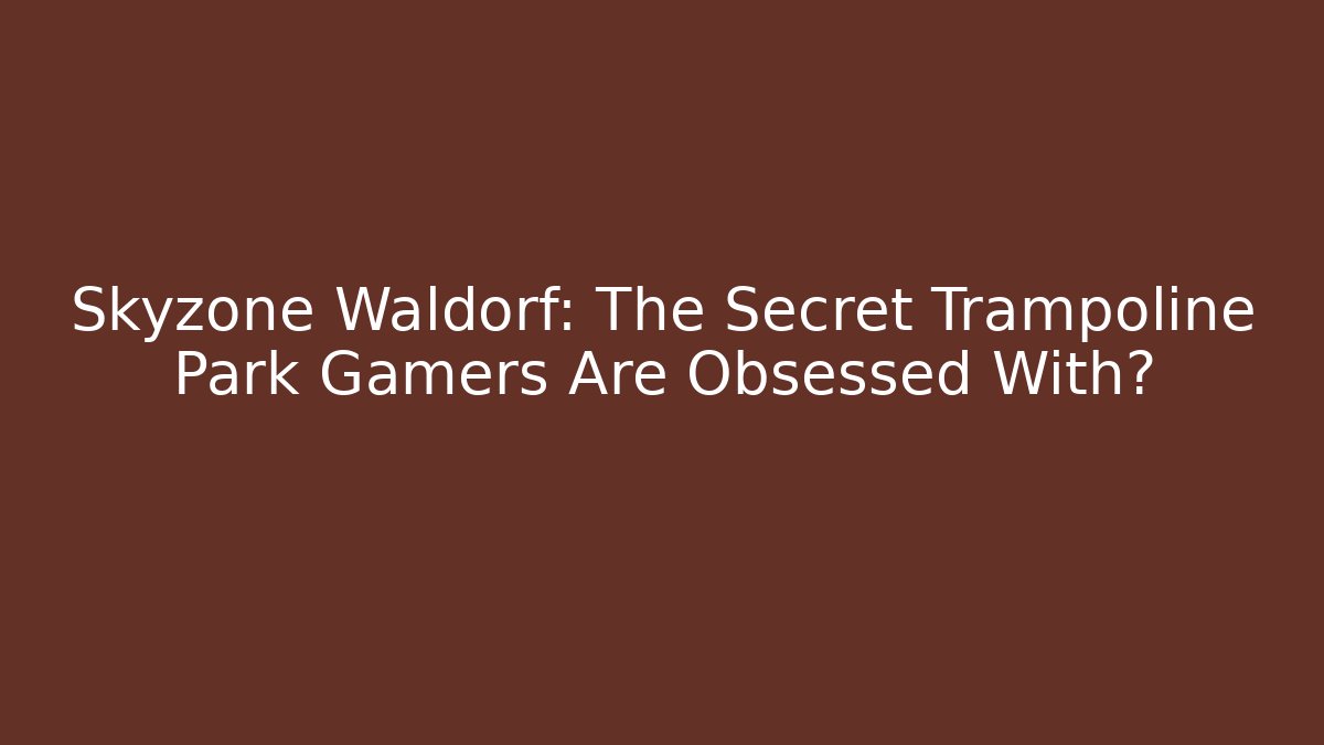Skyzone Waldorf: The Secret Trampoline Park Gamers Are Obsessed With?