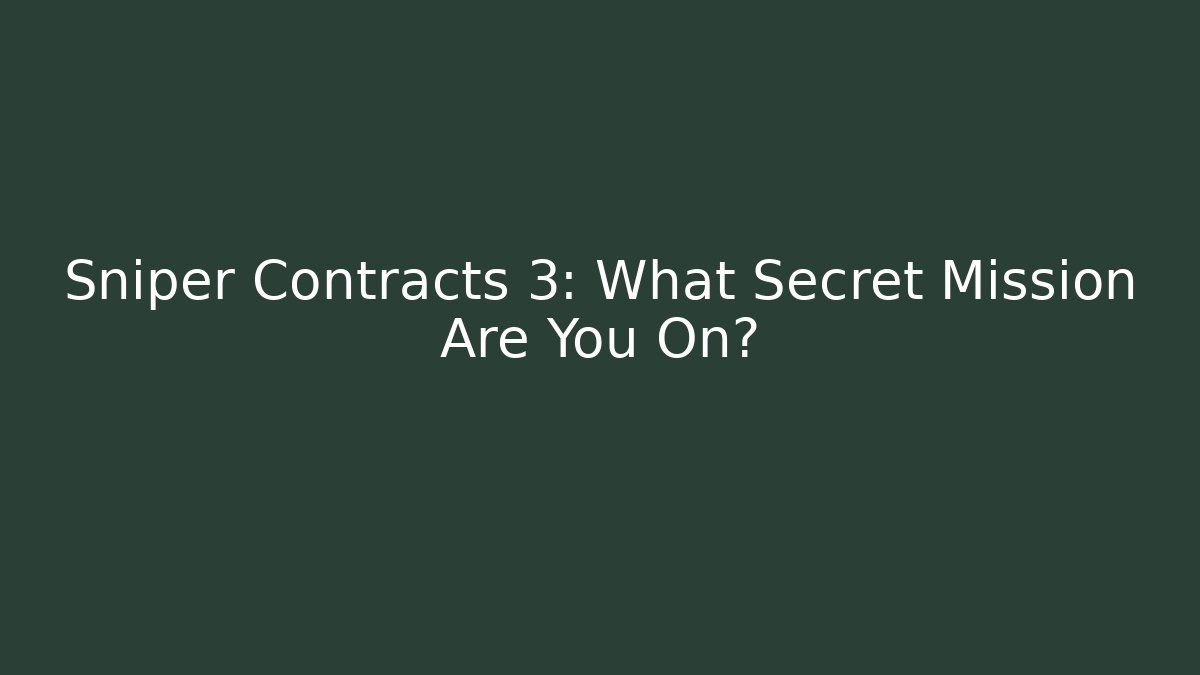 Sniper Contracts 3: What Secret Mission Are You On?