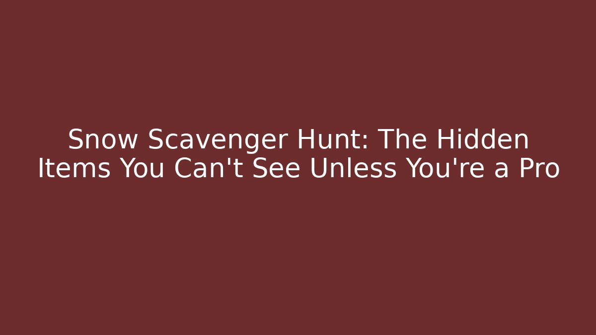 Snow Scavenger Hunt: The Hidden Items You Can’t See Unless You’re a Pro
