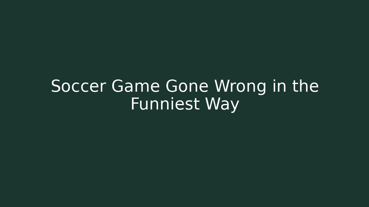 Soccer Game Gone Wrong in the Funniest Way
