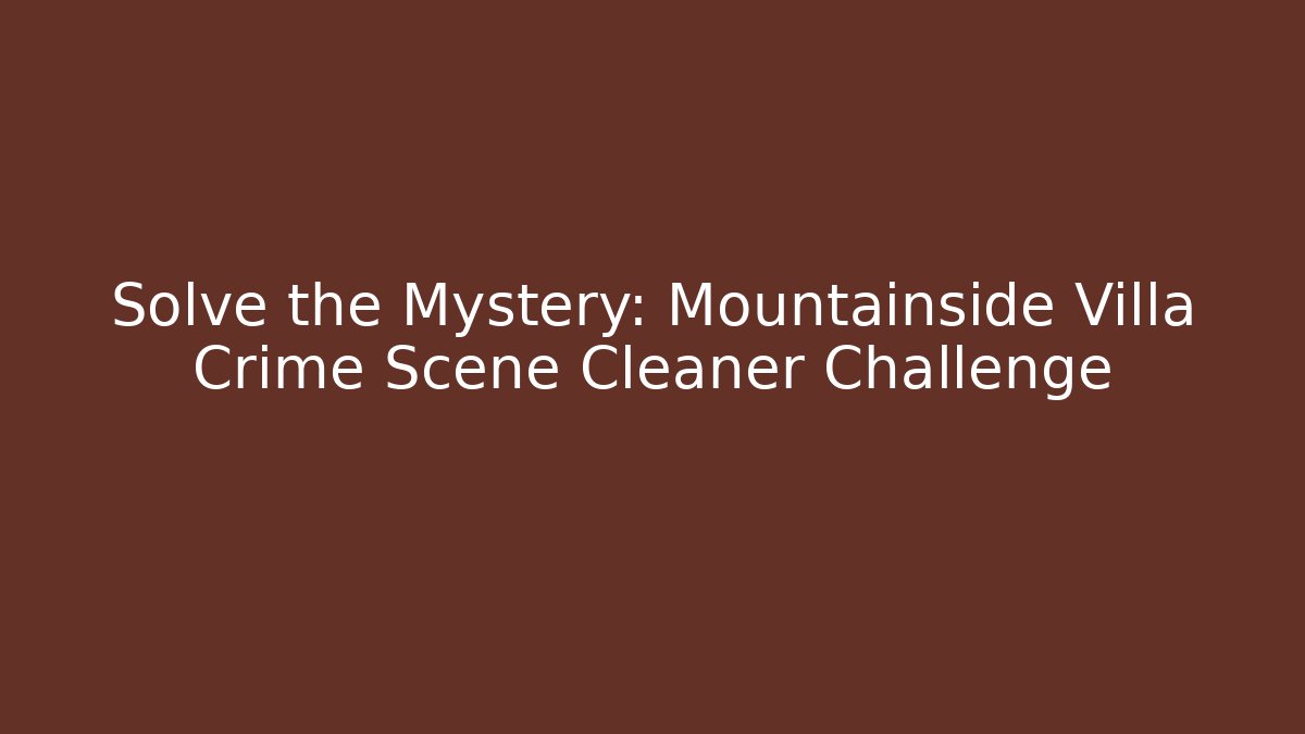 Solve the Mystery: Mountainside Villa Crime Scene Cleaner Challenge