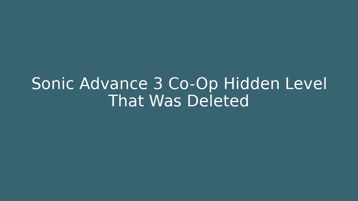 Sonic Advance 3 Co-Op Hidden Level That Was Deleted