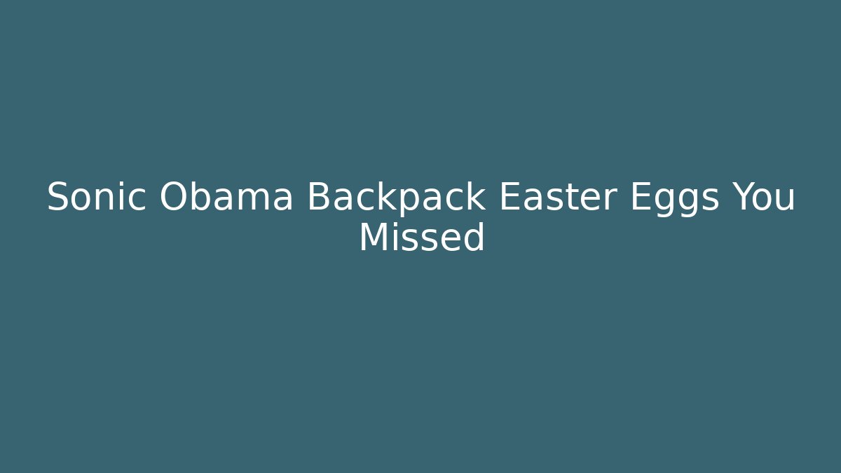 Sonic Obama Backpack Easter Eggs You Missed