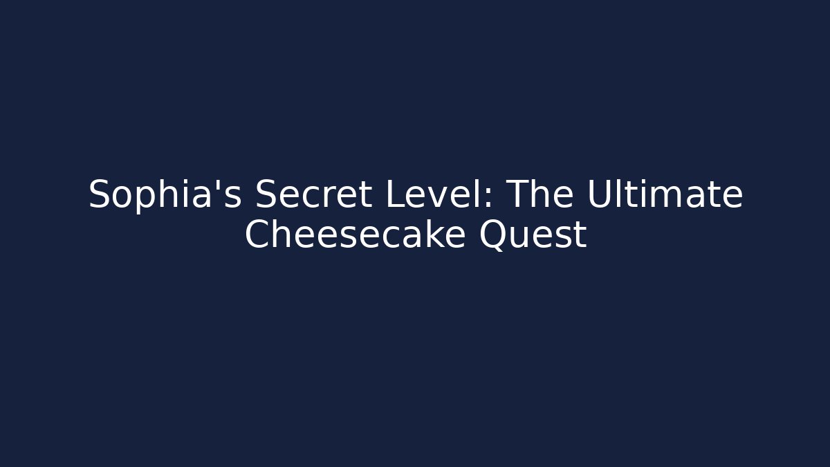 Sophia's Secret Level: The Ultimate Cheesecake Quest