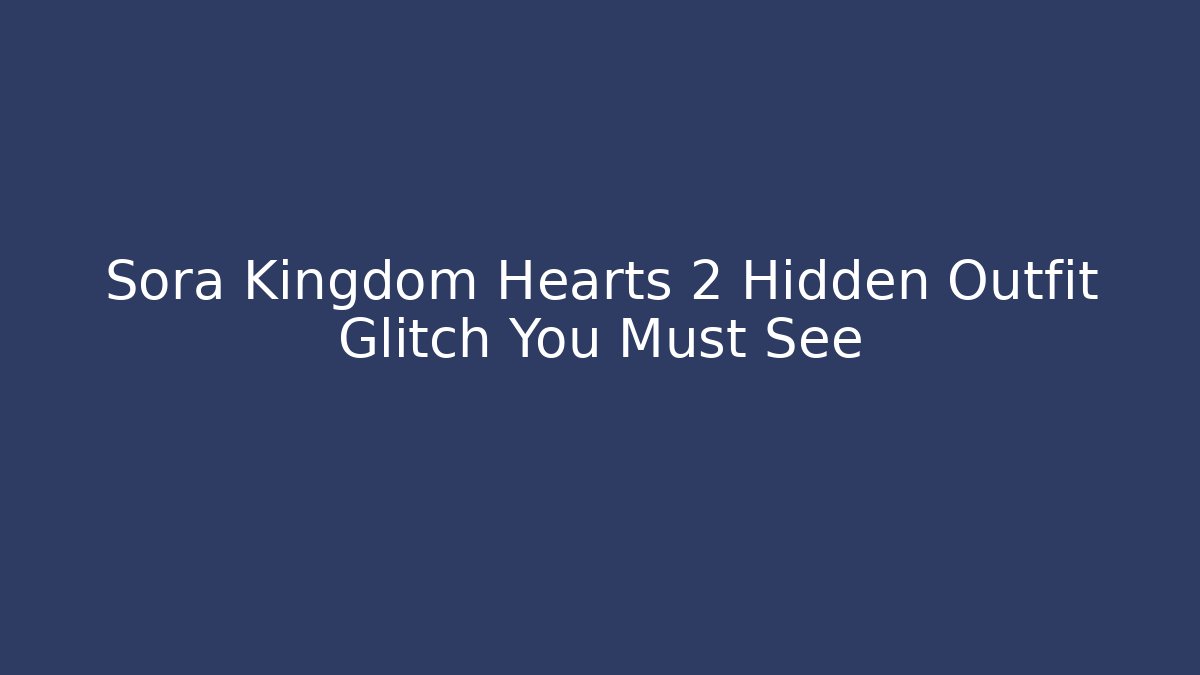 Sora Kingdom Hearts 2 Hidden Outfit Glitch You Must See