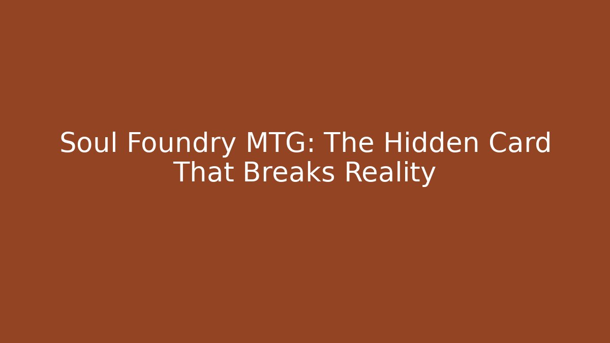 Soul Foundry MTG: The Hidden Card That Breaks Reality