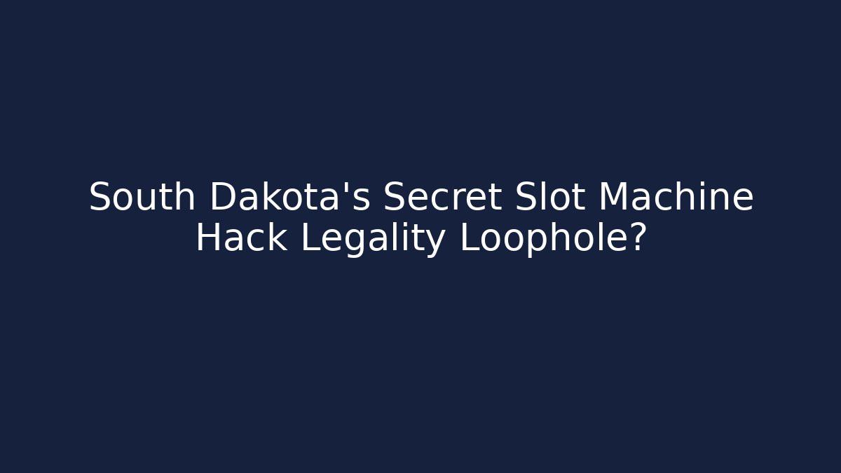 South Dakota's Secret Slot Machine Hack Legality Loophole?