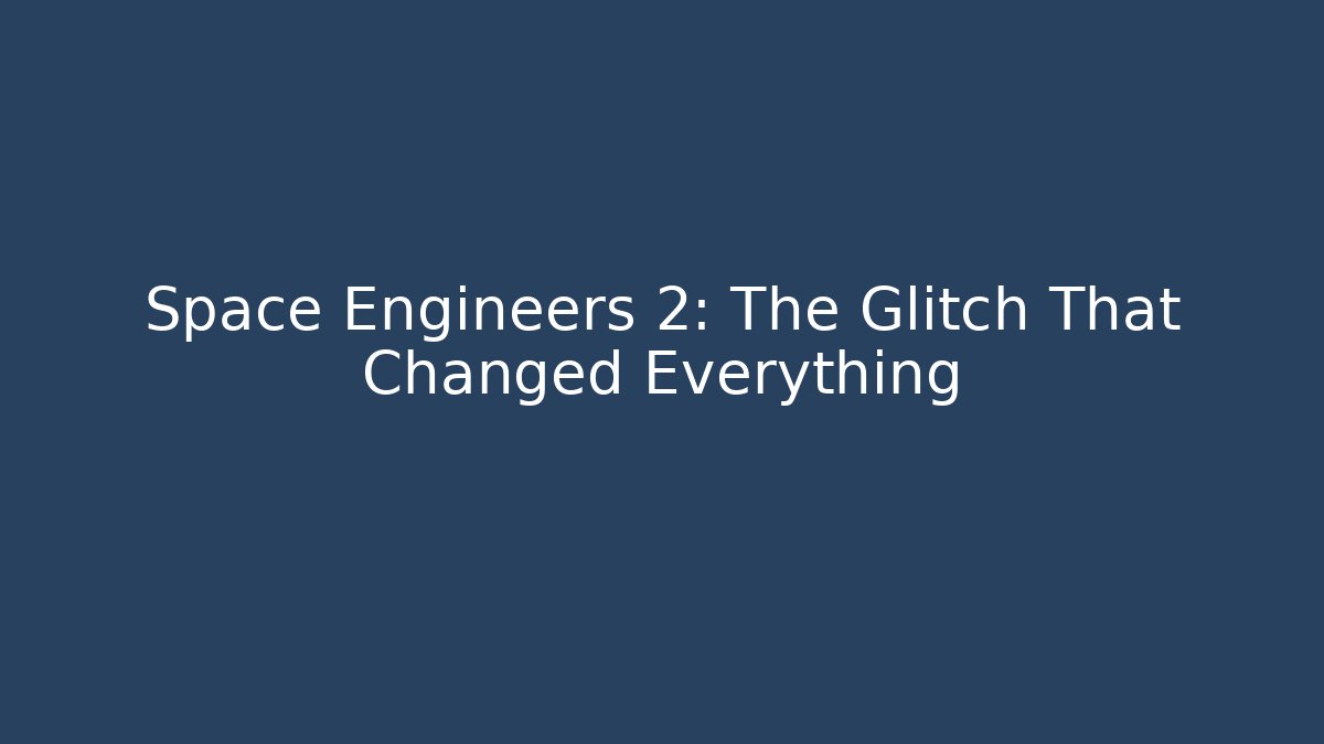 Space Engineers 2: The Glitch That Changed Everything