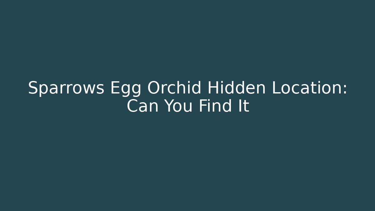 Sparrows Egg Orchid Hidden Location: Can You Find It - Critter Realm