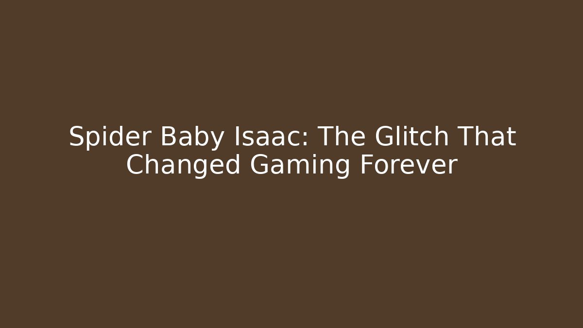 Spider Baby Isaac: The Glitch That Changed Gaming Forever