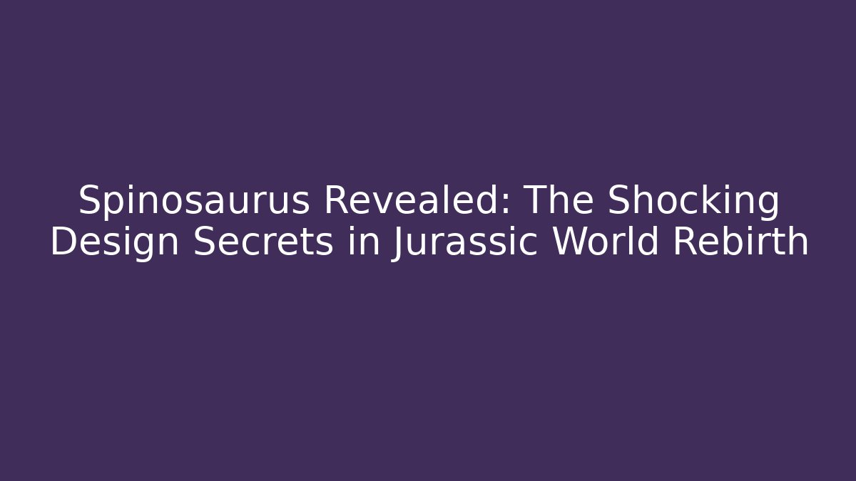 Spinosaurus Revealed: The Shocking Design Secrets in Jurassic World Rebirth