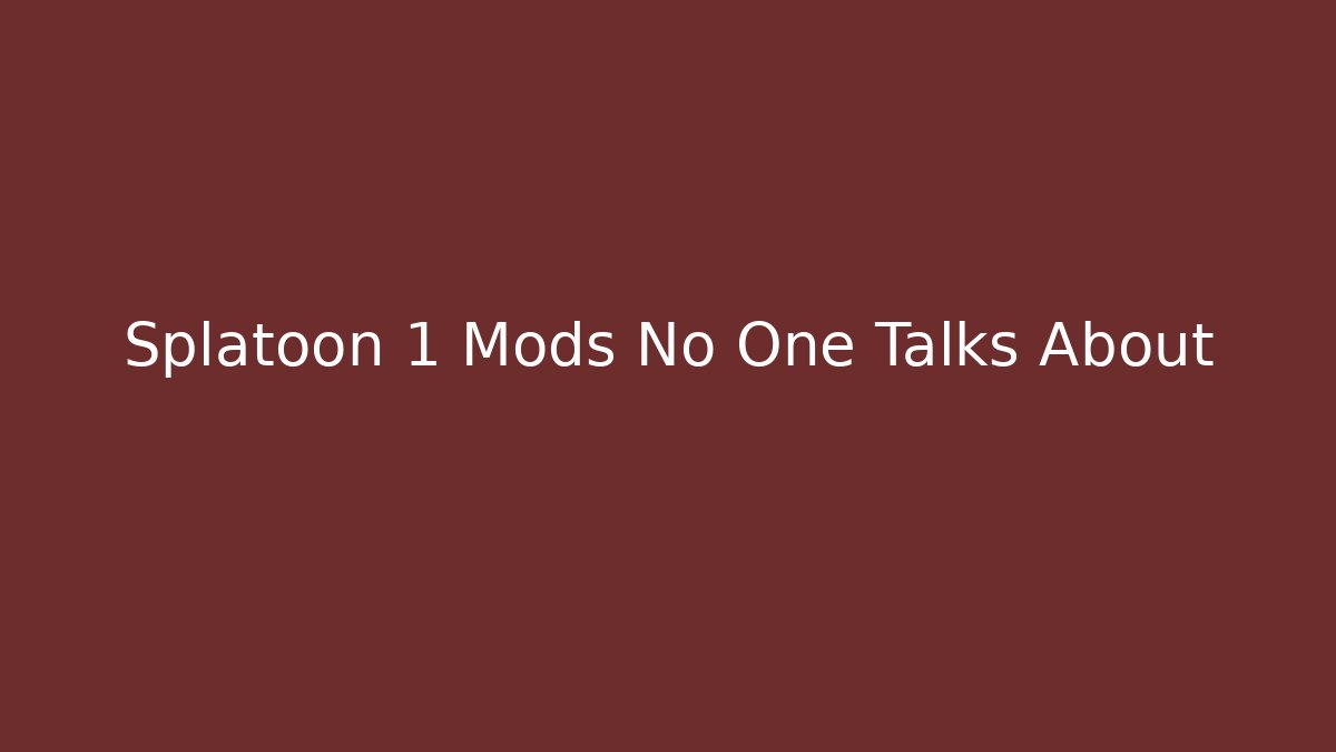Splatoon 1 Mods No One Talks About