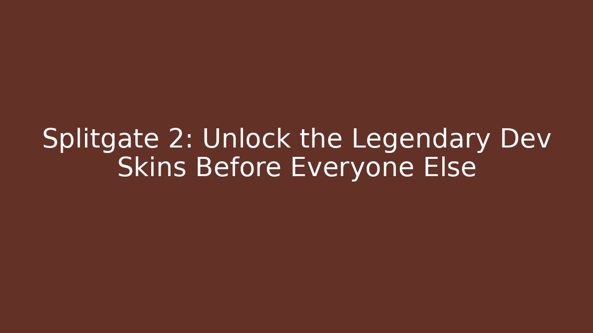 Splitgate 2: Unlock the Legendary Dev Skins Before Everyone Else - Critter Realm