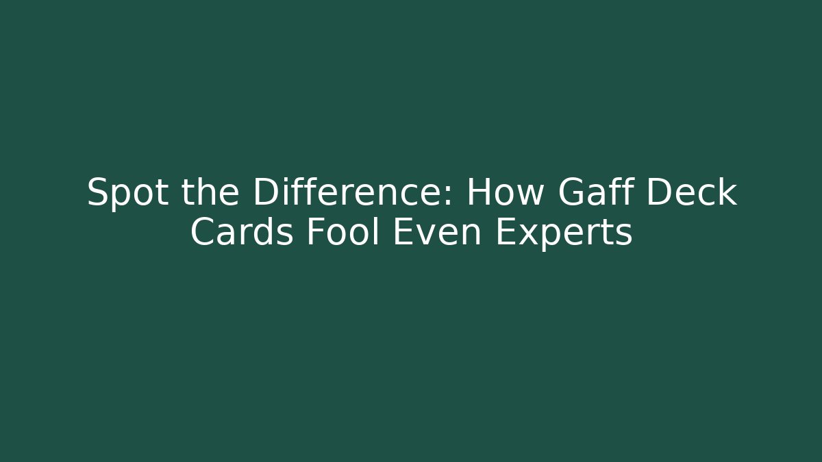 Spot the Difference: How Gaff Deck Cards Fool Even Experts