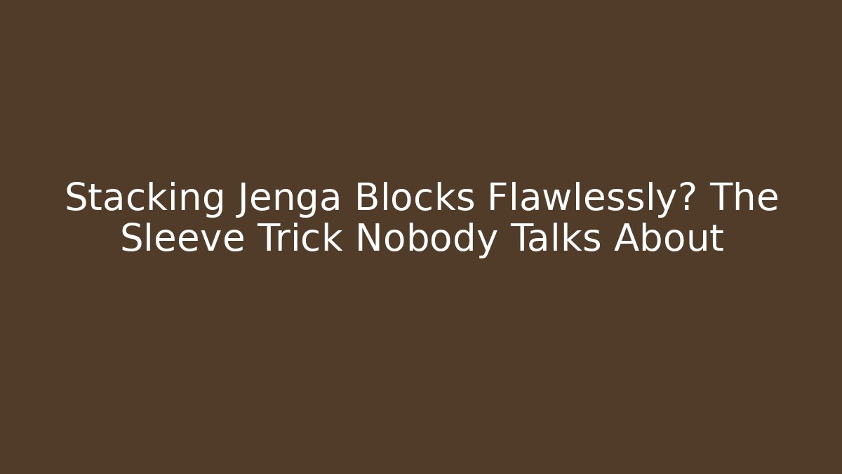 Stacking Jenga Blocks Flawlessly? The Sleeve Trick Nobody Talks About
