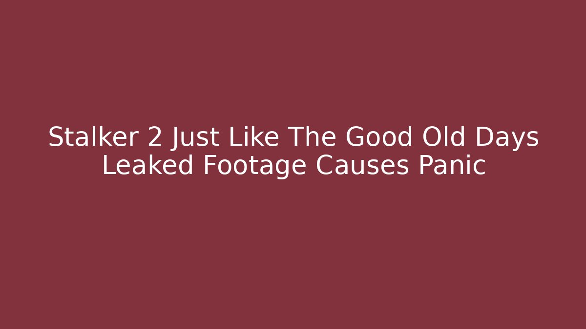 Stalker 2 Just Like The Good Old Days Leaked Footage Causes Panic