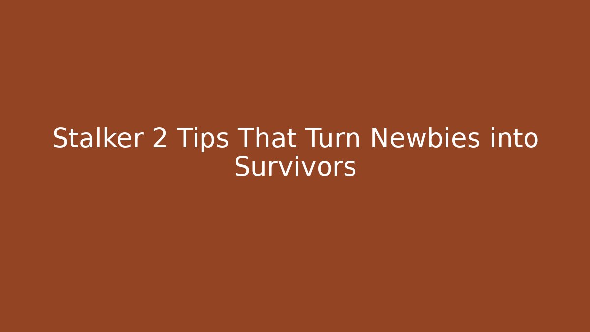 Stalker 2 Tips That Turn Newbies into Survivors - Critter Realm