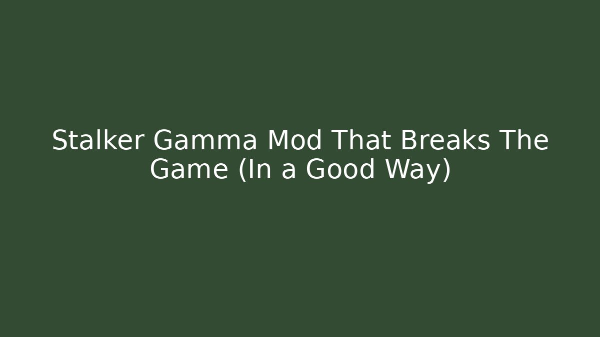 Stalker Gamma Mod That Breaks The Game (In a Good Way)