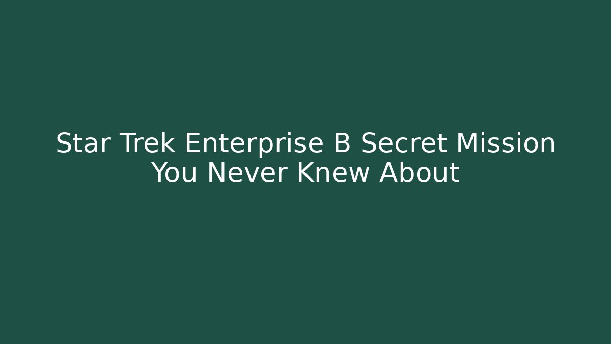 Star Trek Enterprise B Secret Mission You Never Knew About