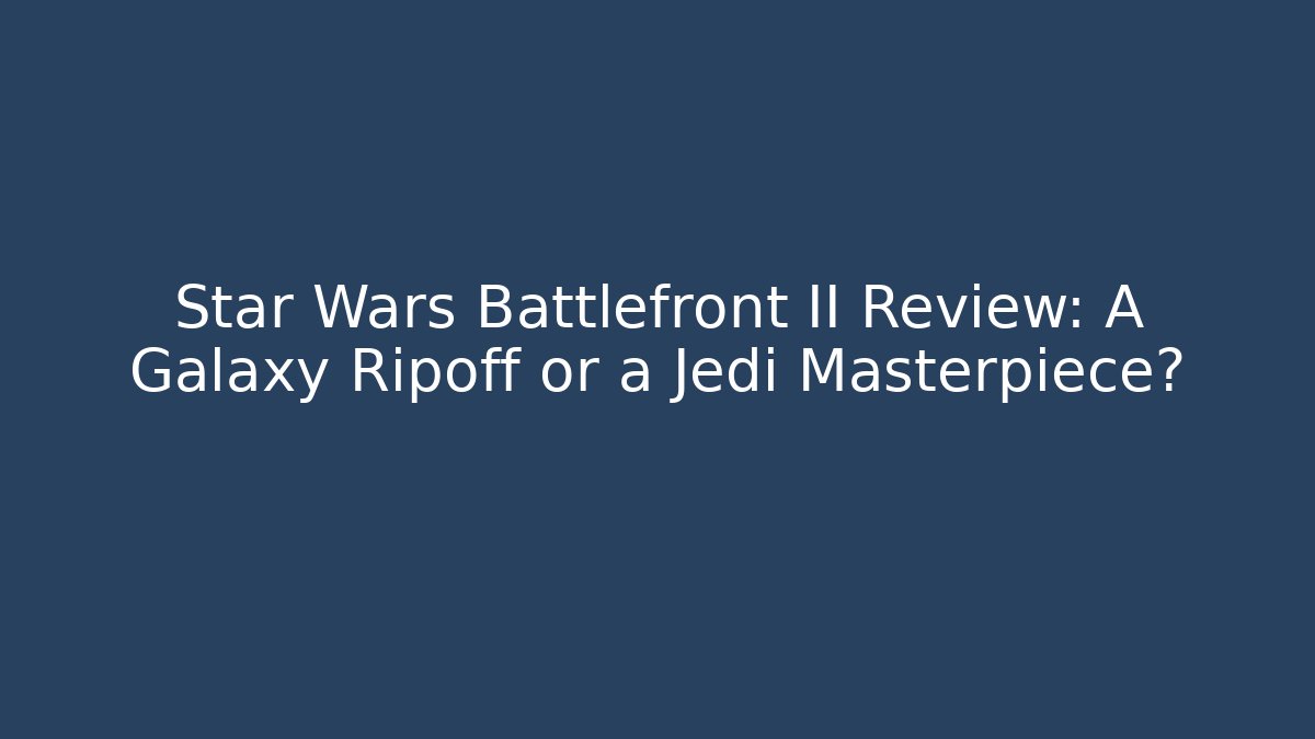 Star Wars Battlefront II Review: A Galaxy Ripoff or a Jedi Masterpiece?