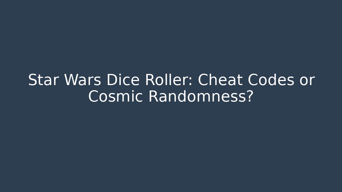 Star Wars Dice Roller: Cheat Codes or Cosmic Randomness?