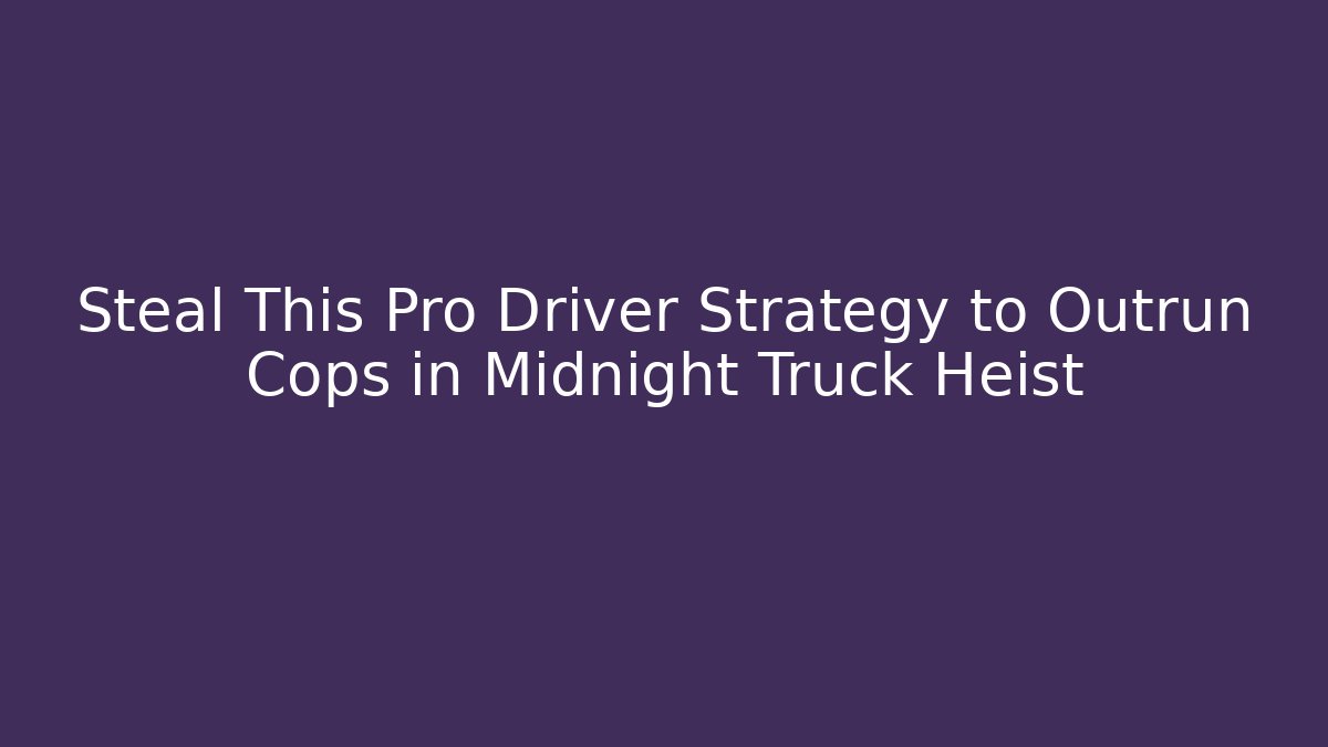 Steal This Pro Driver Strategy to Outrun Cops in Midnight Truck Heist