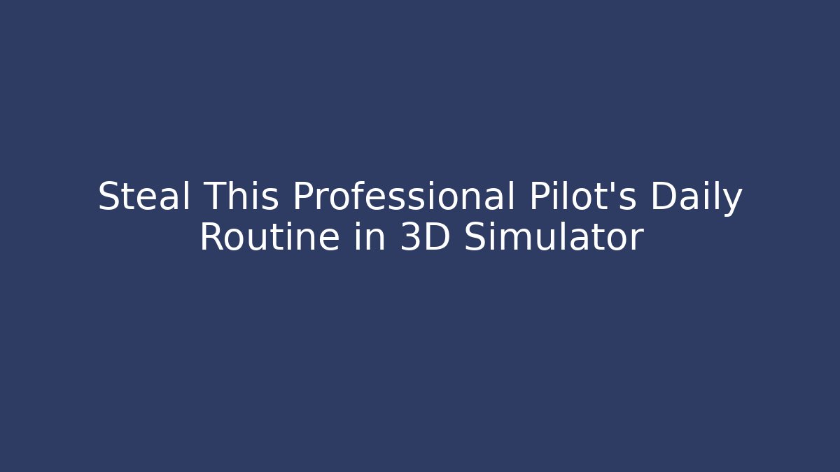 Steal This Professional Pilot's Daily Routine in 3D Simulator