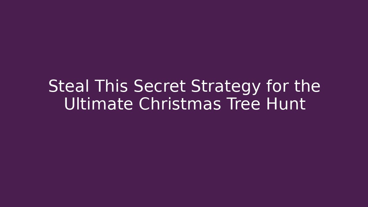Steal This Secret Strategy for the Ultimate Christmas Tree Hunt