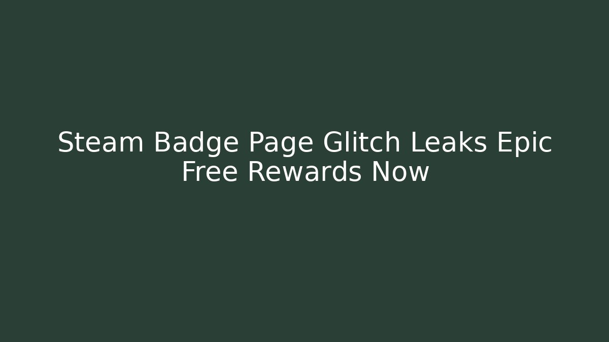 Steam Badge Page Glitch Leaks Epic Free Rewards Now