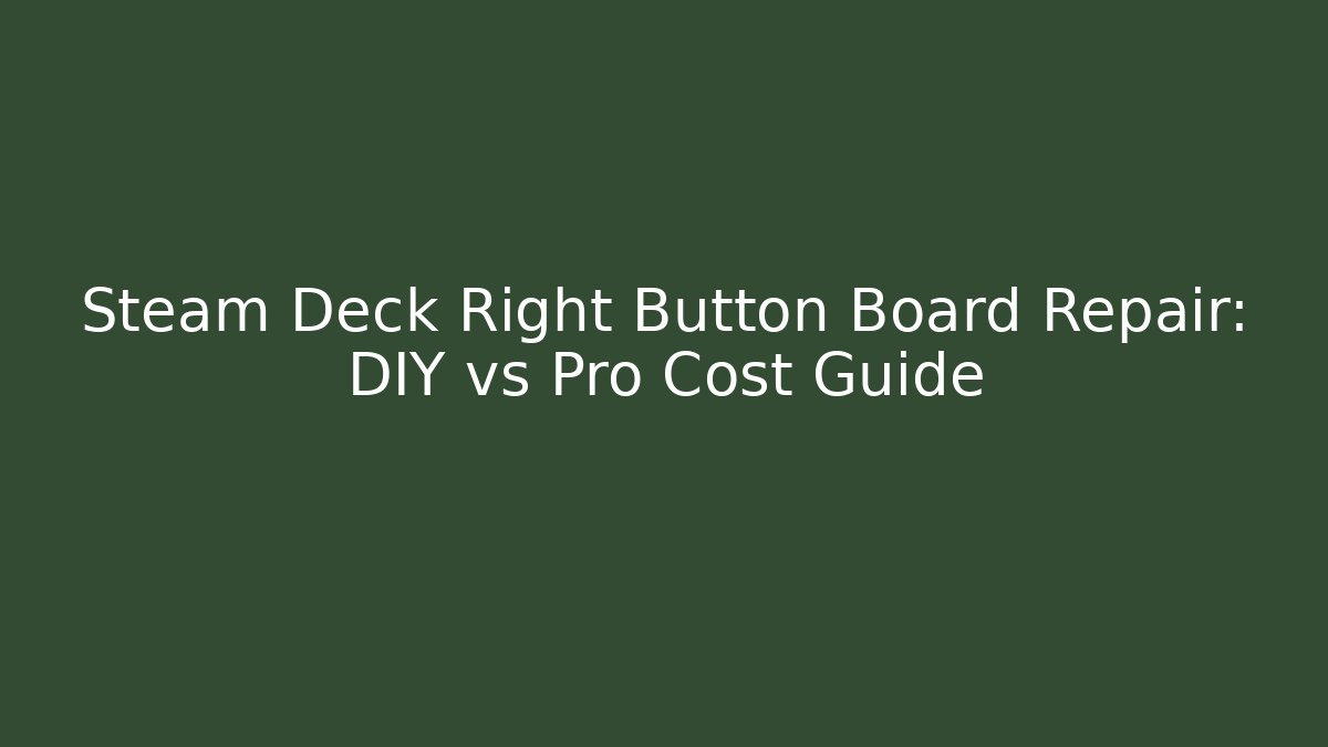 Steam Deck Right Button Board Repair: DIY vs Pro Cost Guide