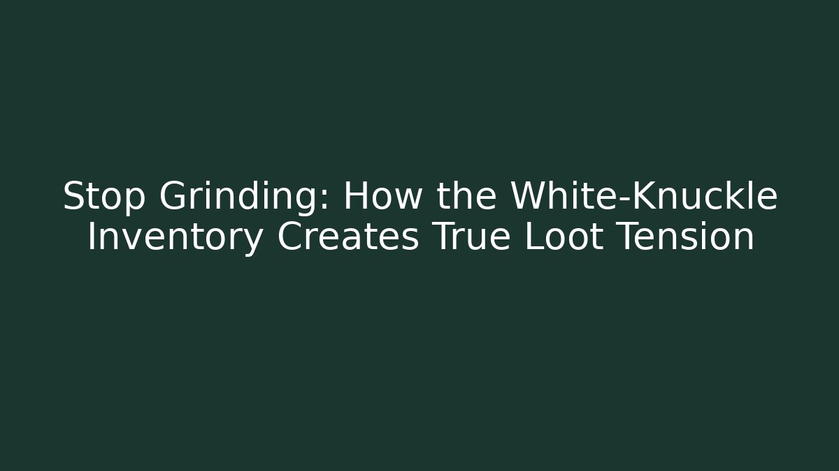 Stop Grinding: How the White-Knuckle Inventory Creates True Loot Tension