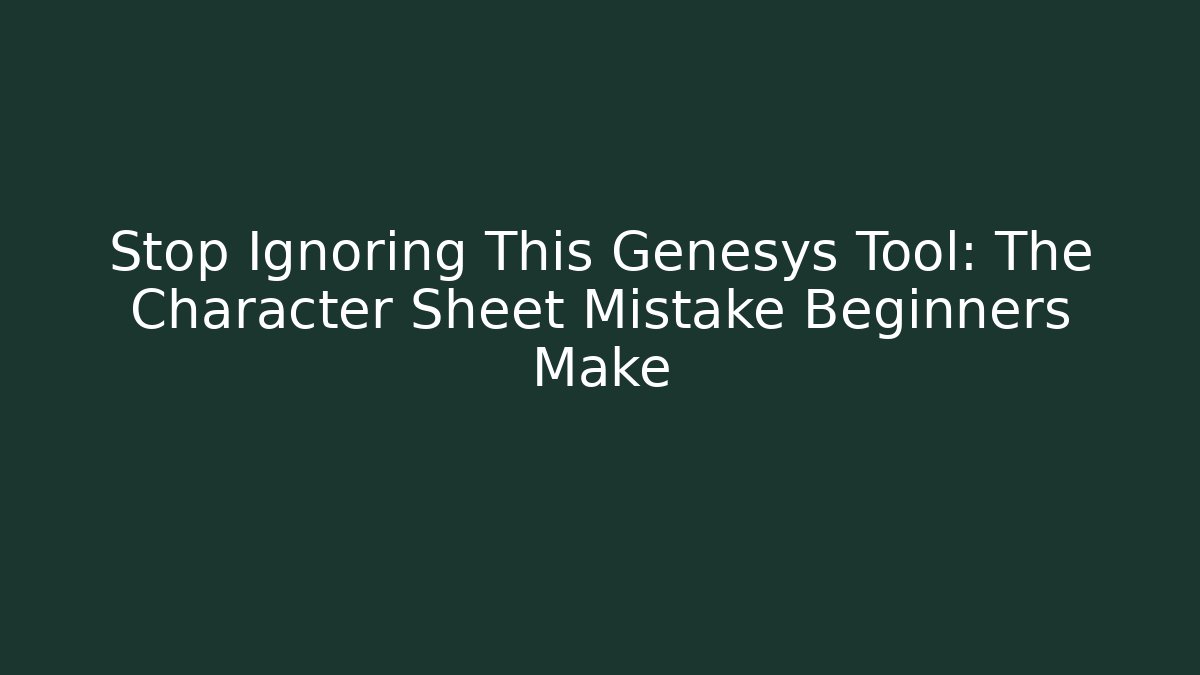 Stop Ignoring This Genesys Tool: The Character Sheet Mistake Beginners Make - Critter Realm