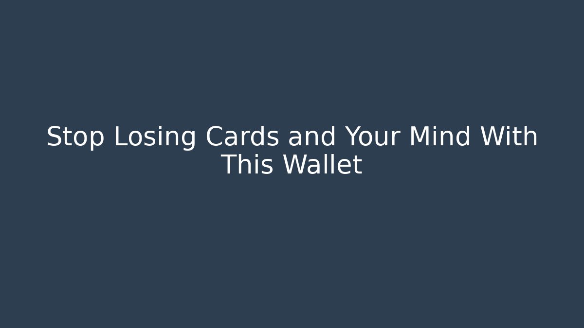 Stop Losing Cards and Your Mind With This Wallet