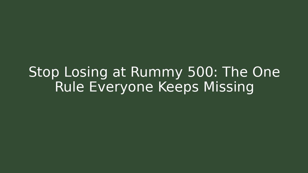 Stop Losing at Rummy 500: The One Rule Everyone Keeps Missing