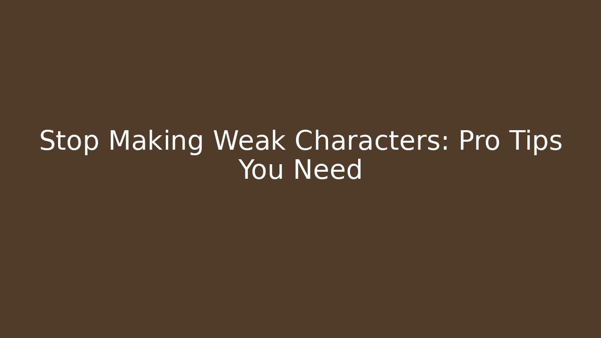 Stop Making Weak Characters: Pro Tips You Need