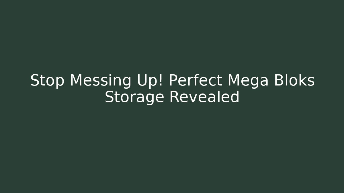 Stop Messing Up! Perfect Mega Bloks Storage Revealed