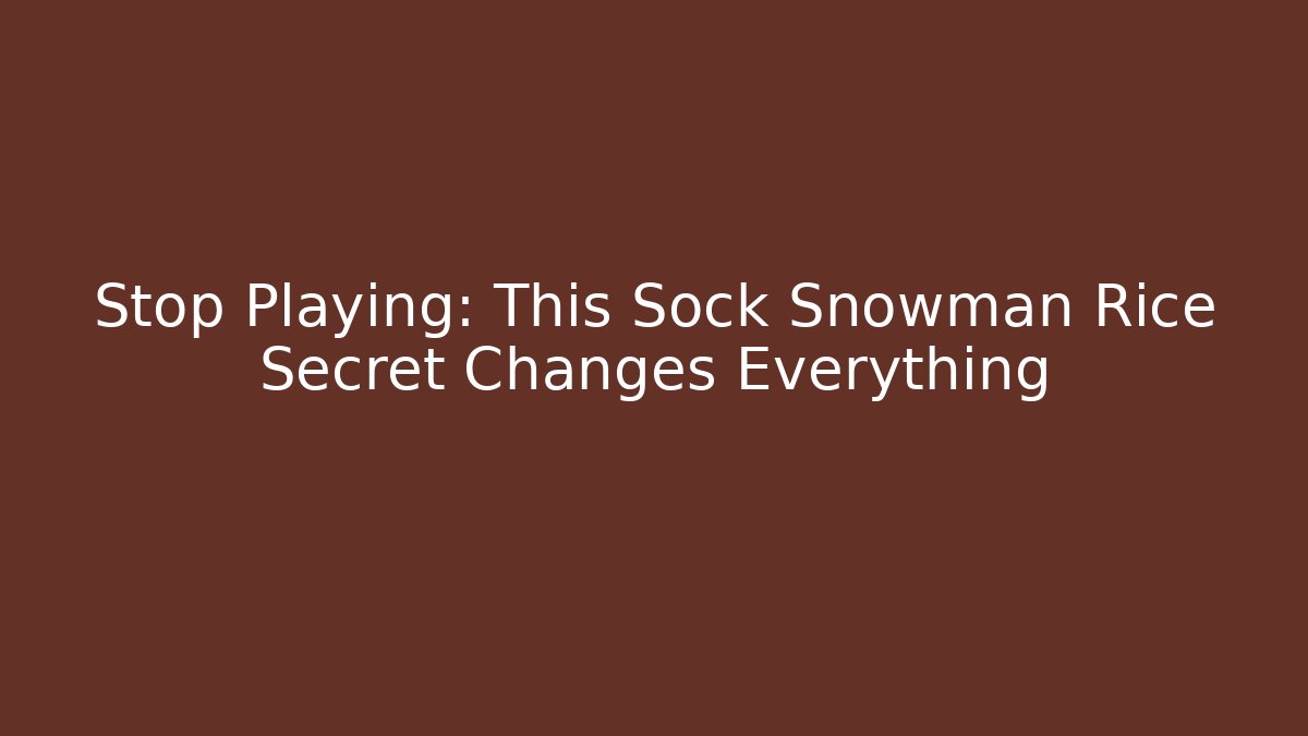 Stop Playing: This Sock Snowman Rice Secret Changes Everything - Critter Realm
