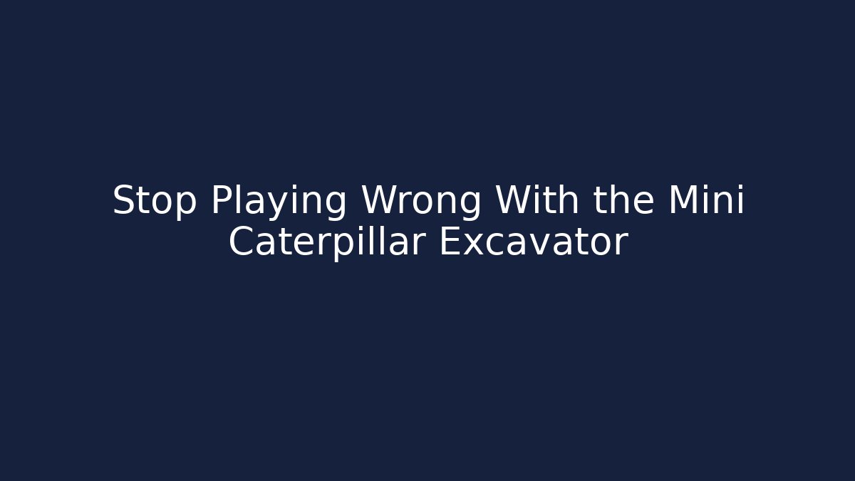 Stop Playing Wrong With the Mini Caterpillar Excavator