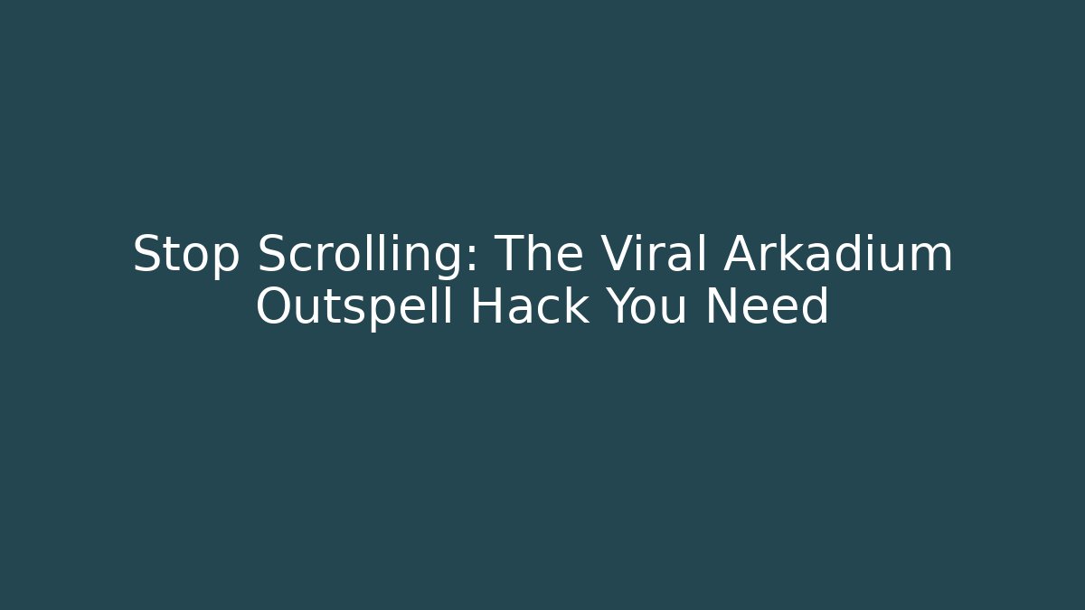 Stop Scrolling: The Viral Arkadium Outspell Hack You Need - Critter Realm