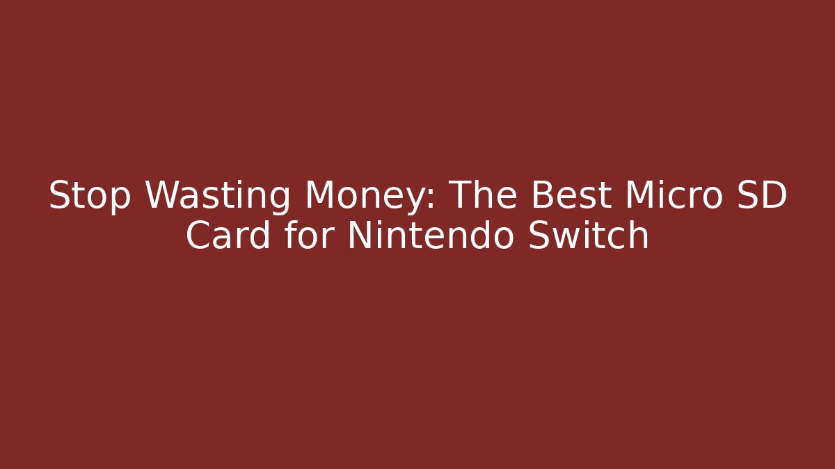 Stop Wasting Money: The Best Micro SD Card for Nintendo Switch