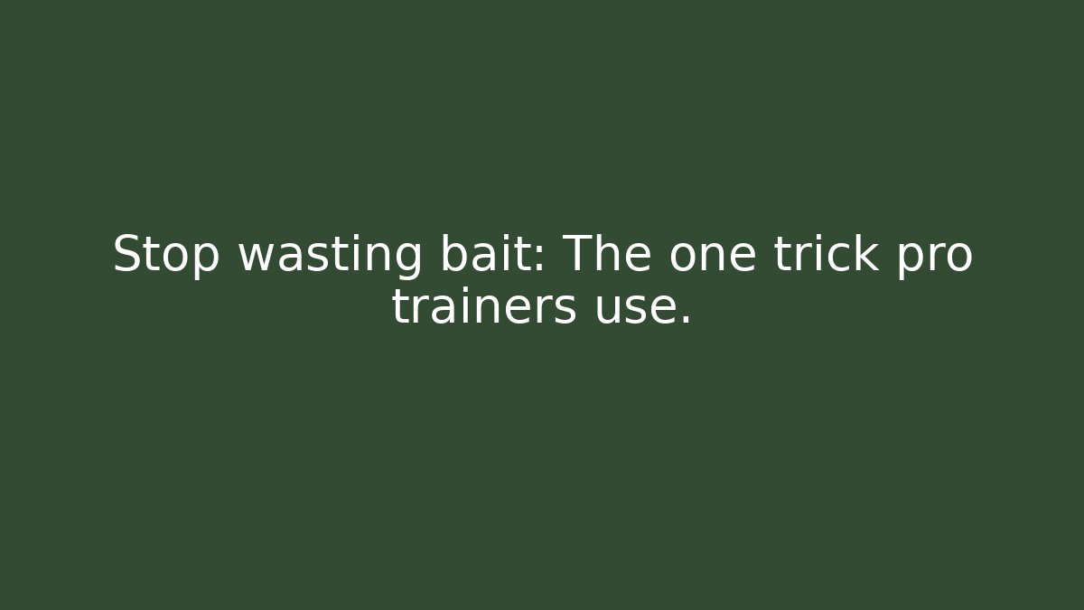 Stop wasting bait: The one trick pro trainers use. - Critter Realm