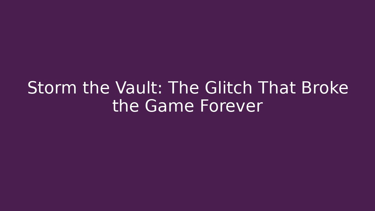 Storm the Vault: The Glitch That Broke the Game Forever