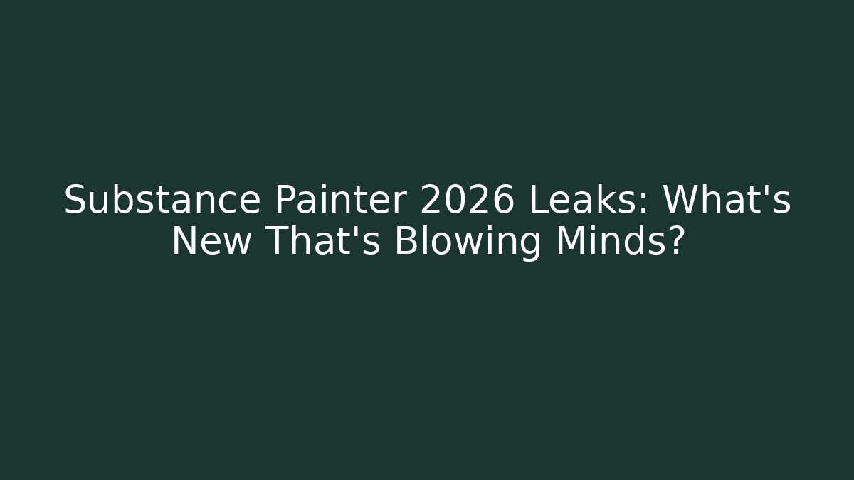Substance Painter 2026 Leaks: What’s New That’s Blowing Minds? - Critter Realm
