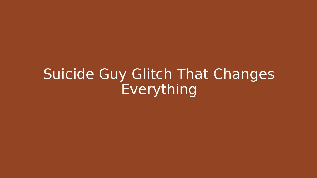 Suicide Guy Glitch That Changes Everything - Critter Realm