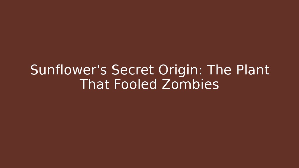 Sunflower's Secret Origin: The Plant That Fooled Zombies
