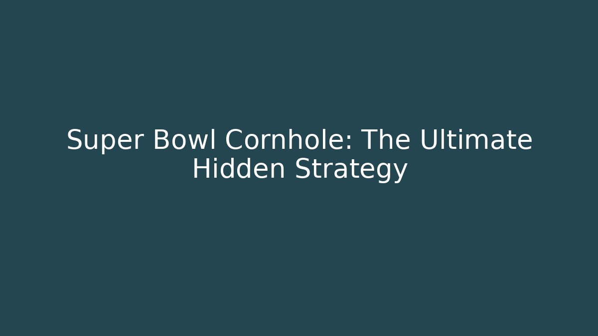Super Bowl Cornhole: The Ultimate Hidden Strategy
