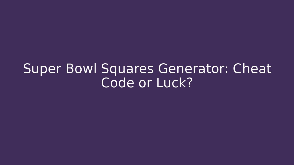 Super Bowl Squares Generator: Cheat Code or Luck?