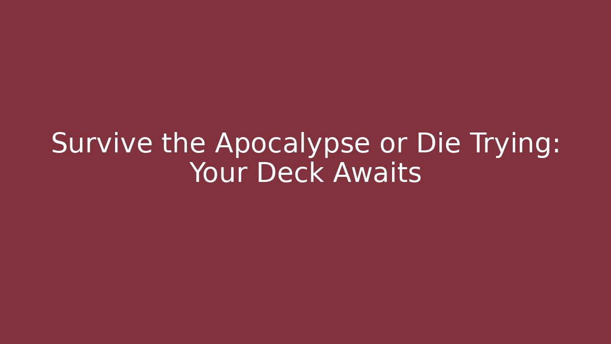 Survive the Apocalypse or Die Trying: Your Deck Awaits